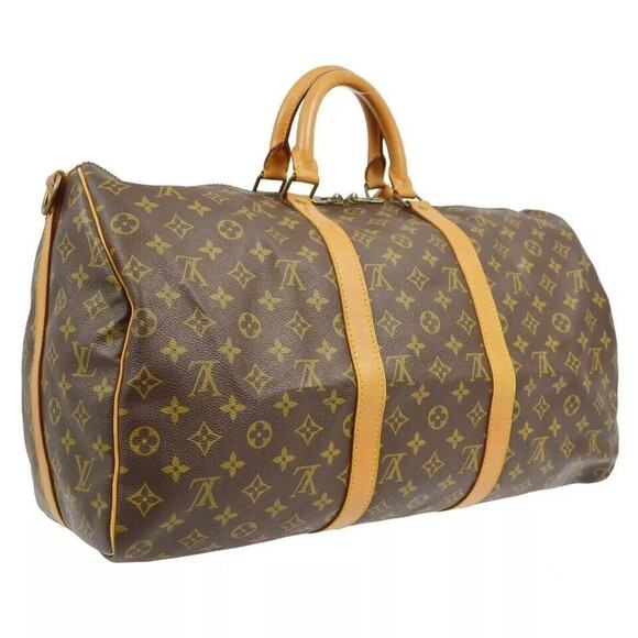 Louis Vuitton Keepall 50 Bandouliere Brown Monogram Duffel 843SD - Picture 2 of 11